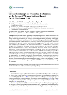 Toward Geodesign for Watershed Restoration on the Fremont-Winema National Forest, Paciﬁc Northwest, USA