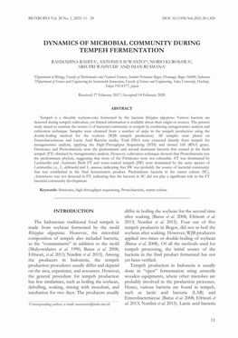 Dynamics of Microbial Community During Tempeh Fermentation