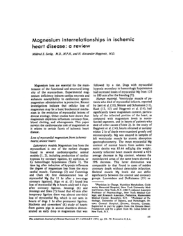 Magnesium Interrelationships in Ischemic Heart Disease: a Review
