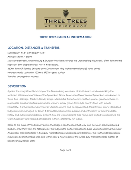 Three Trees General Information Location, Distances & Transfers