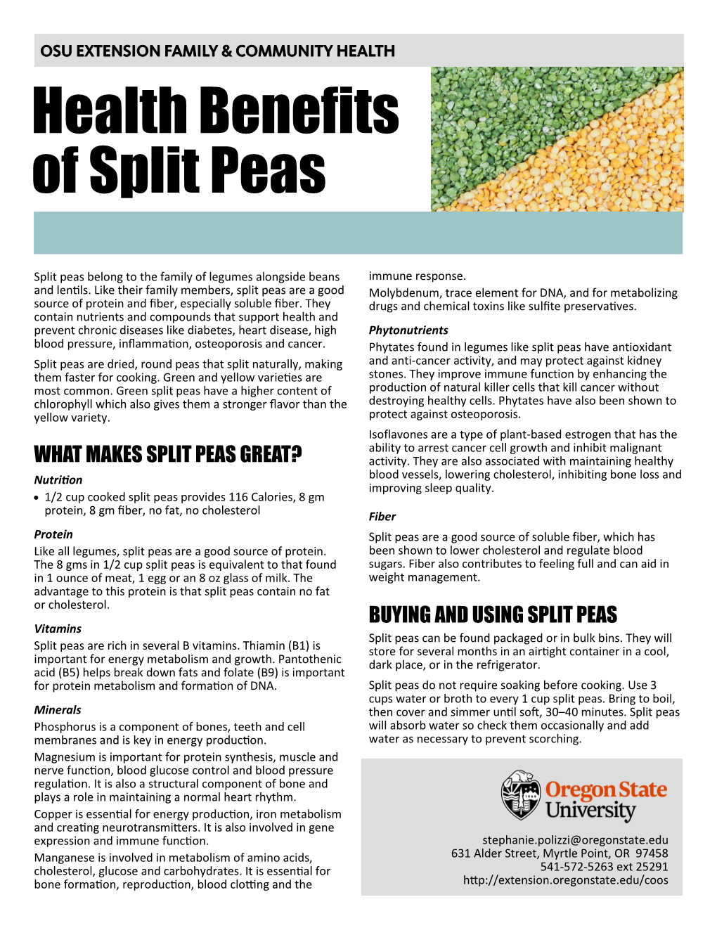 Health Benefits of Split Peas