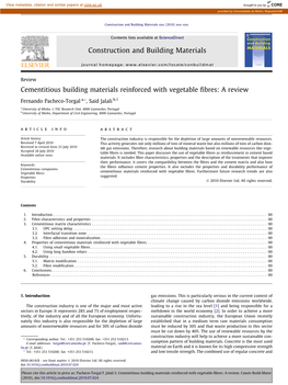 Cementitious Building Materials Reinforced with Vegetable Fibres