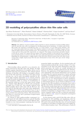 2D Modelling of Polycrystalline Silicon Thin Film Solar Cells