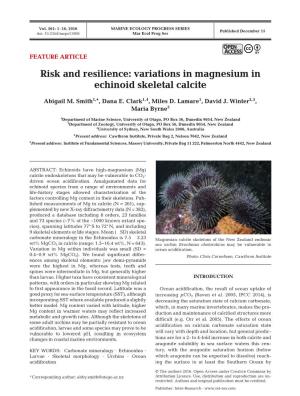 Risk and Resilience: Variations in Magnesium in Echinoid Skeletal Calcite