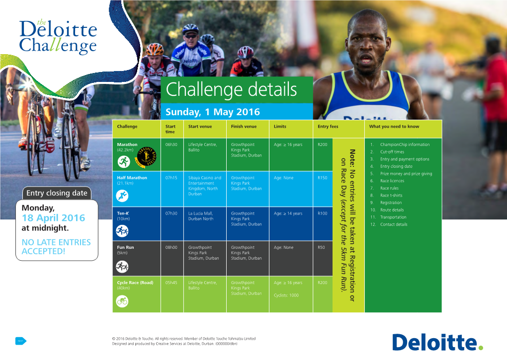 Challenge Details Sunday, 1 May 2016