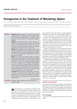Emergencies in the Treatment of Wandering Spleen Osher Cohen MD1, Arthur Baazov MD1, Inbal Samuk MD1, Michael Schwarz MD2, Dragan Kravarusic MD1 and Enrique Freud MD1