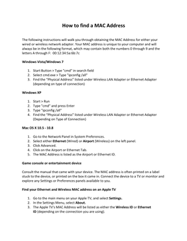 How to Find a MAC Address