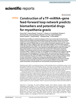 Construction of a TF–Mirna–Gene Feed-Forward Loop Network