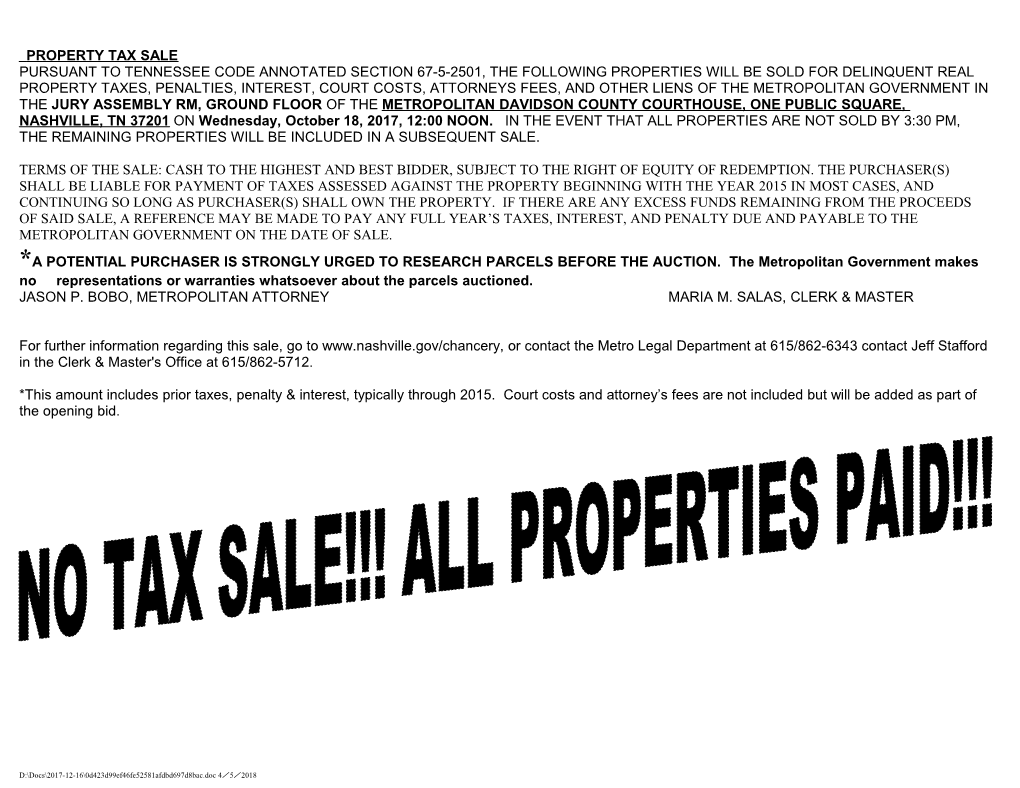 Property Tax Sale