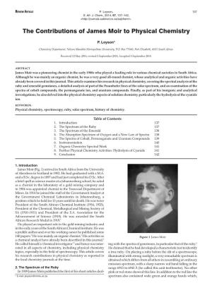 The Contributions of James Moir to Physical Chemistry