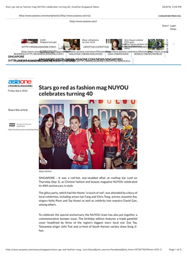 Stars Go Red As Fashion Mag NUYOU Celebrates Turning 40, Asiaone Singapore News 26/9/16, 5:04 PM