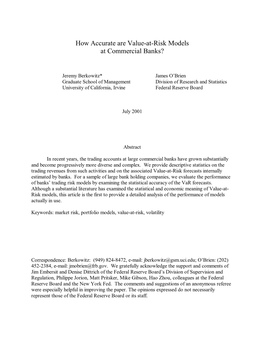 How Accurate Are Value-At-Risk Models at Commercial Banks?