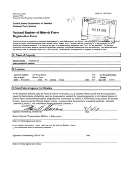 National Register of Historic Places Registration Form | NAT: R^C MA N