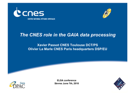 The CNES Role in the GAIA Data Processing