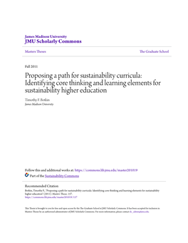 Proposing a Path for Sustainability Curricula: Identifying Core Thinking and Learning Elements for Sustainability Higher Education Timothy F