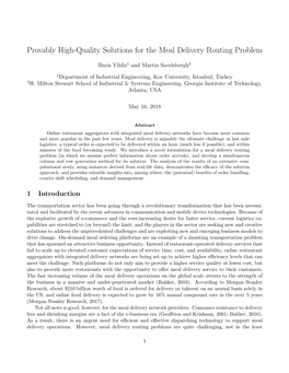 Provably High-Quality Solutions for the Meal Delivery Routing Problem
