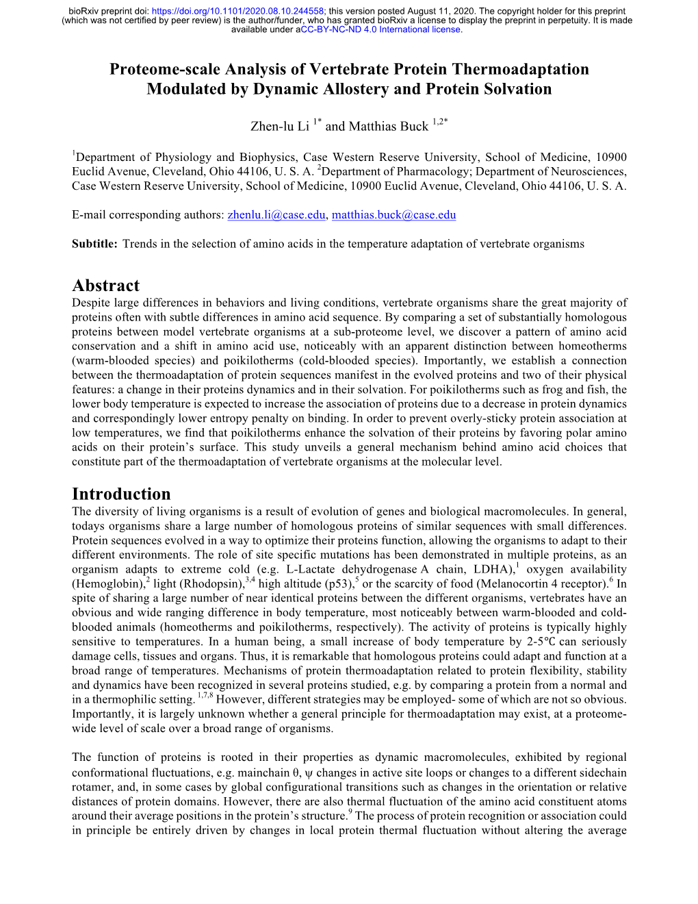 Proteome-Scale Analysis of Vertebrate Protein Thermoadaptation Modulated by Dynamic Allostery and Protein Solvation