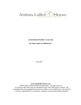 A Macroeconomic Analysis of the Fairtax Proposal Arduin, Laffer & Moore Econometrics