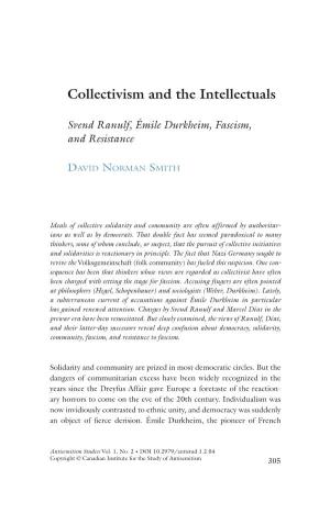 Collectivism and the Intellectuals: Svend Ranulf, Émile Durkheim