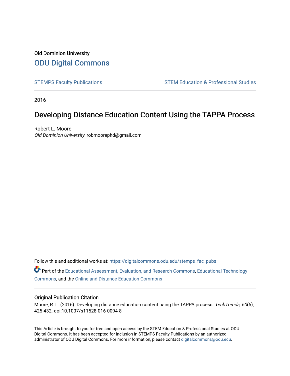 Developing Distance Education Content Using the TAPPA Process