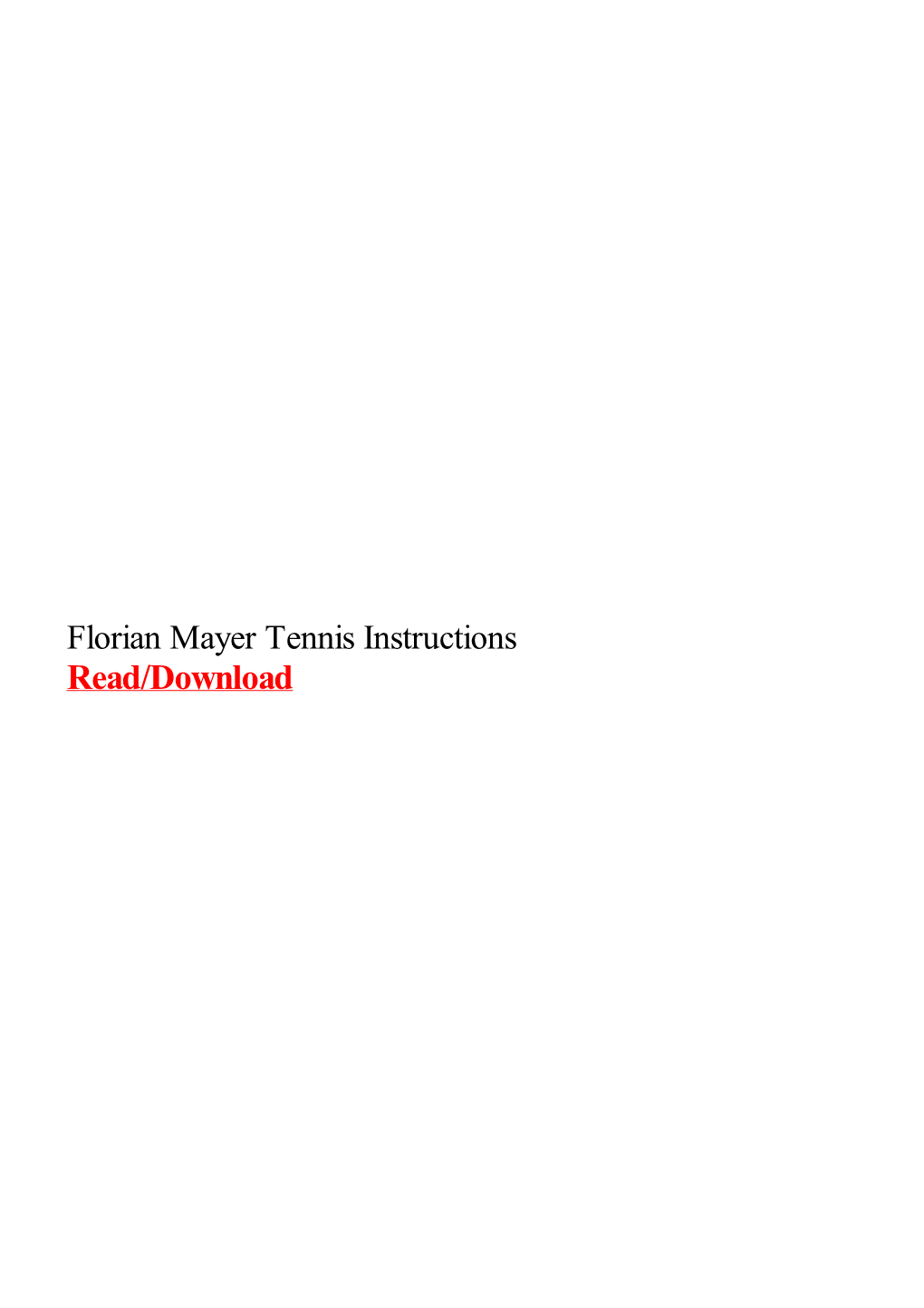 Florian Mayer Tennis Instructions.Pdf