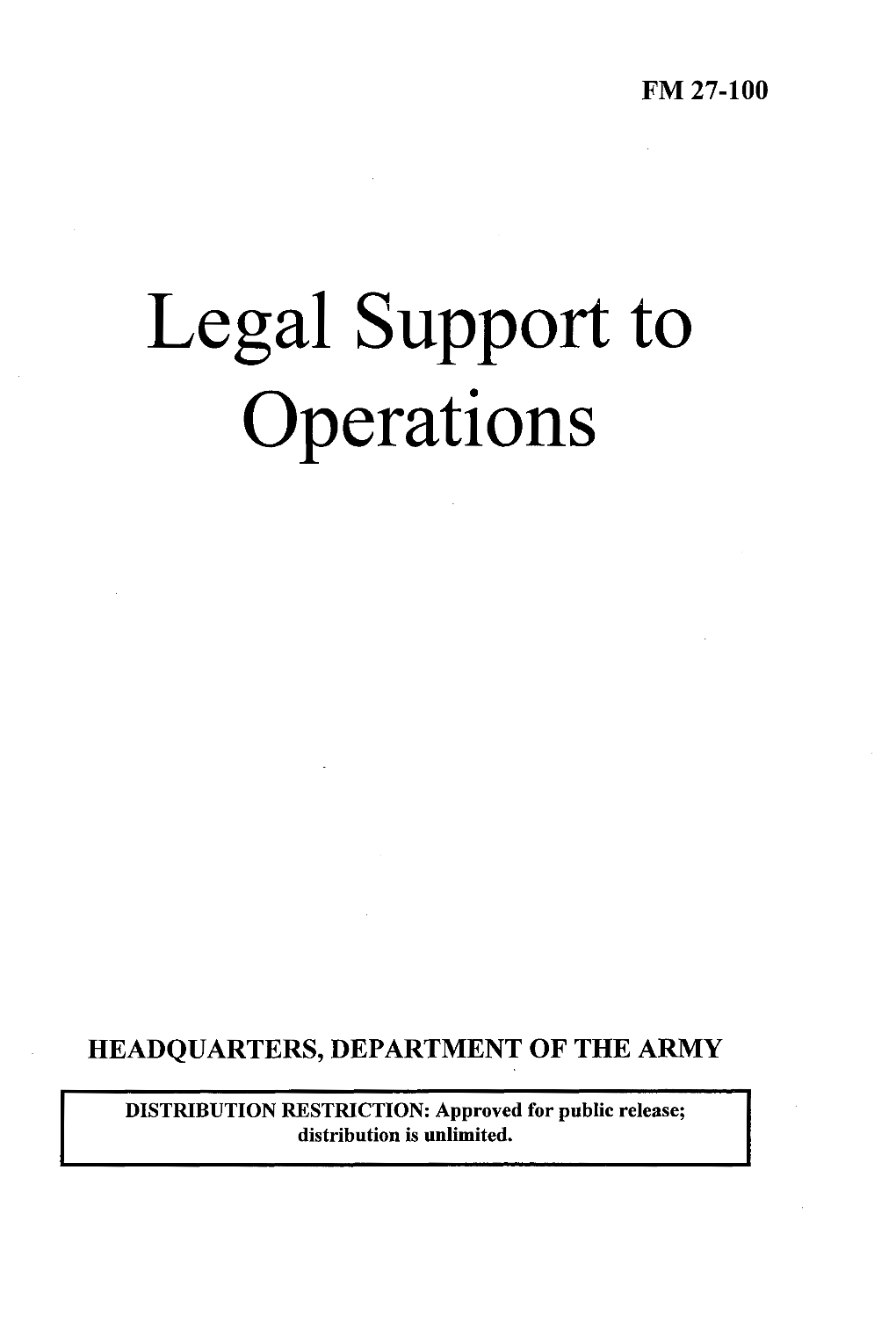 Legal Support to Operations, FM 27-100