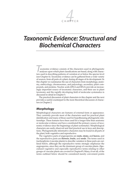 (1999) Plant Systematics: a Phylogenetic Approach. Chapter 4. Taxonomic Evidence