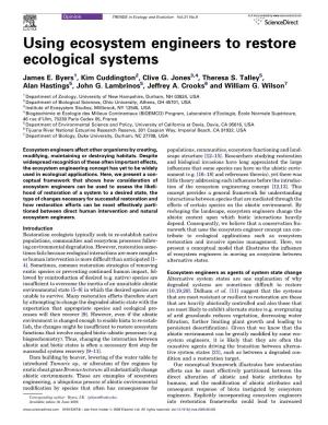 Using Ecosystem Engineers to Restore Ecological Systems