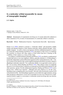 Is a Molecular Orbital Measurable by Means of Tomographic Imaging?