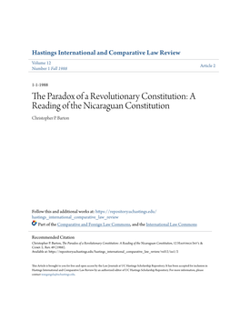 A Reading of the Nicaraguan Constitution Christopher P