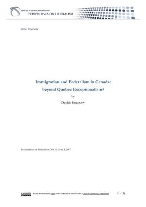 Immigration and Federalism in Canada: Beyond Quebec Exceptionalism? by Davide Strazzari
