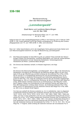 Rechtsverordnung Zum Lennebergwald