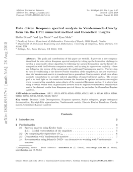 Data Driven Koopman Spectral Analysis in Vandermonde-Cauchy