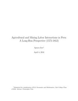 Agricultural and Mining Labor Interactions in Peru: a Long-Run Perspective