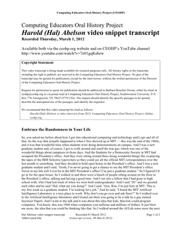PDF Transcript of Video Snippet