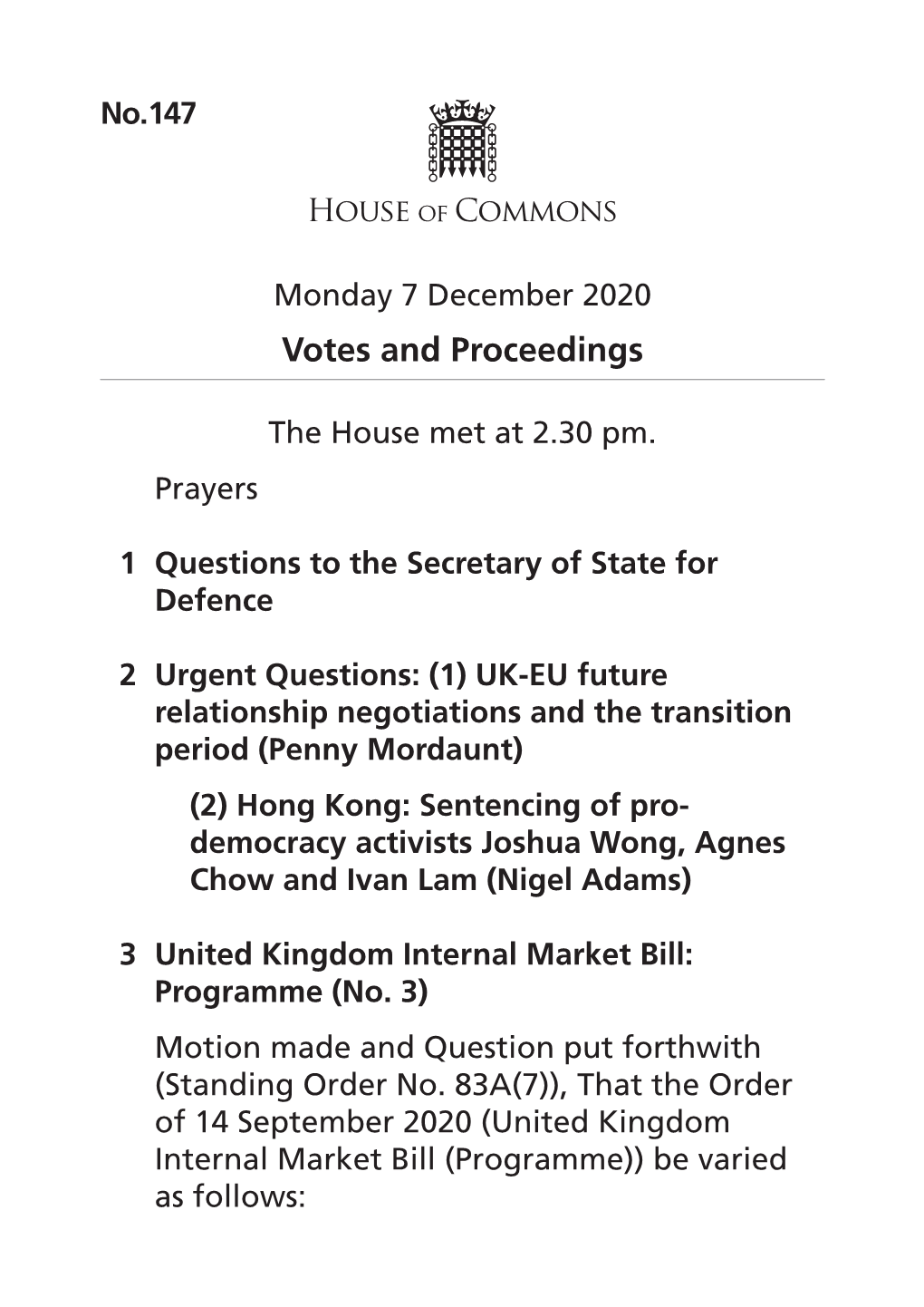 View Votes and Proceedings (Large Print) PDF File 0.03 MB