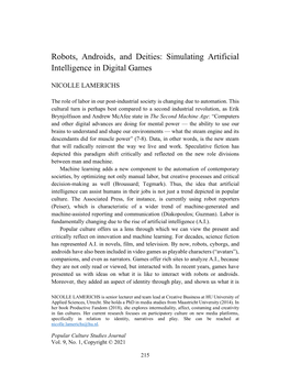 Robots, Androids, and Deities: Simulating Artificial Intelligence in Digital Games