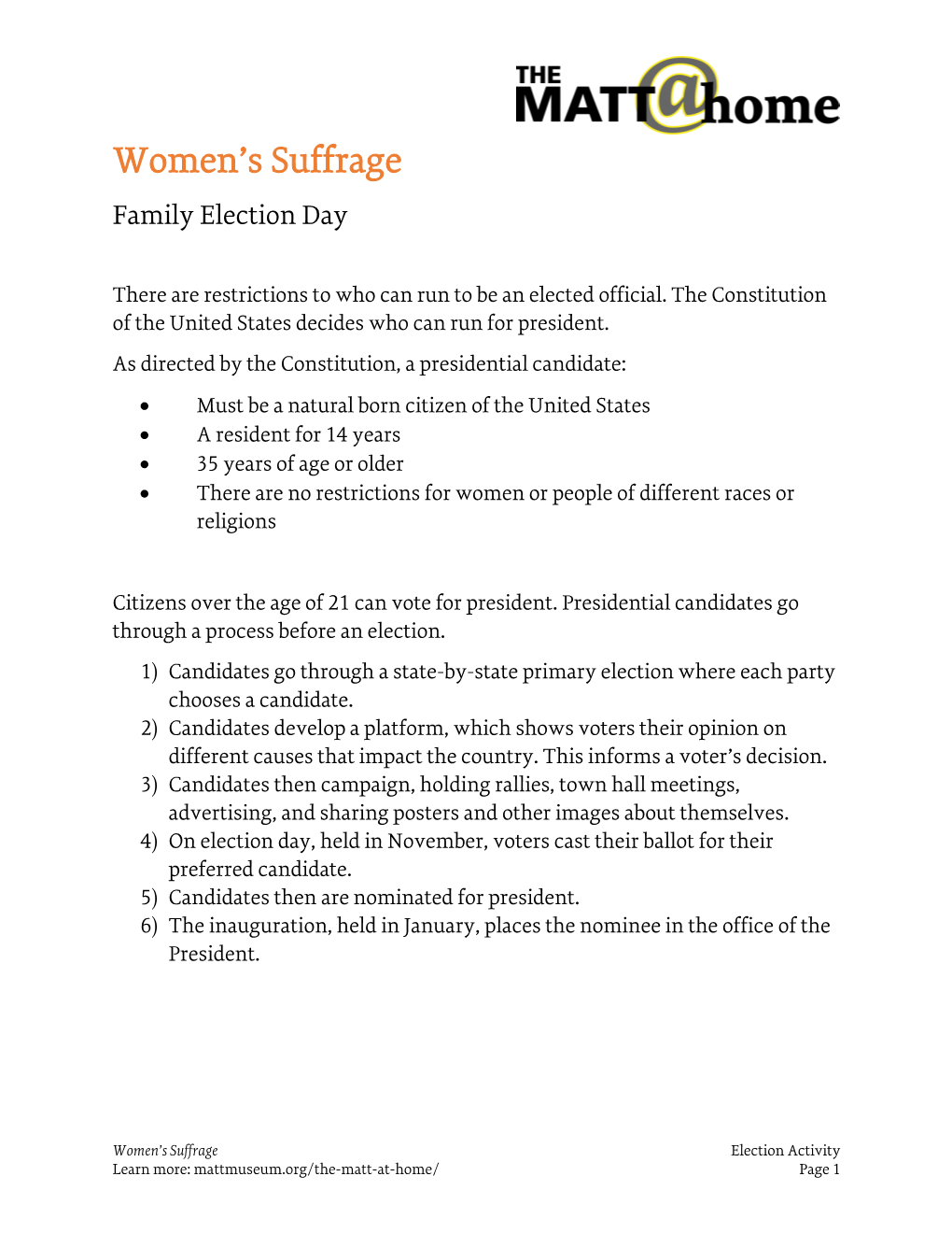 Women's Suffrage – Election