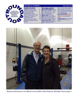 Dennis and Lorna at Our March Event, Held at Jim Pattison Hyundai. Story Page 4