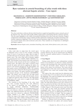 Rare Variation in Arterial Branching of Celiac Trunk with Three Aberrant Hepatic Arteries – Case Report