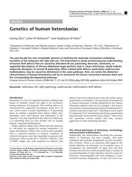 Genetics of Human Heterotaxias