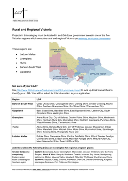 Rural and Regional Victoria