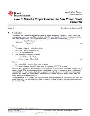 How to Select a Proper Inductor for Low Power Boost Converter