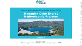 Managing Duke Energy Hydroelectric Projects