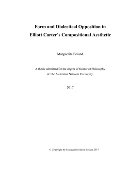 Form and Dialectical Opposition in Elliott Carter's Compositional