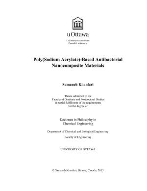 Poly(Sodium Acrylate)-Based Antibacterial Nanocomposite Materials