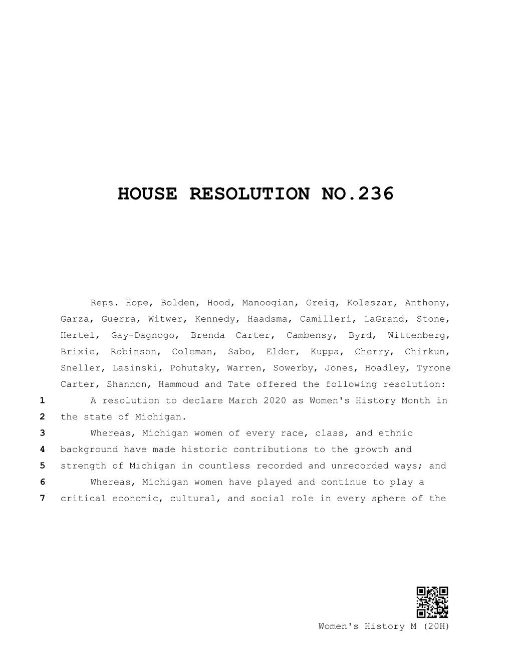 House Resolution No.236