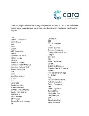 Thank You for Your Interest in Matching Your Generous Donation to Cara