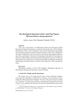 The Theological Education in Kiev and Cluj-Napoca Between History and Perspectives