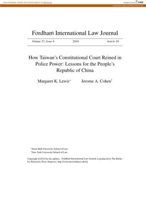 How Taiwan's Constitutional Court Reined in Police Power